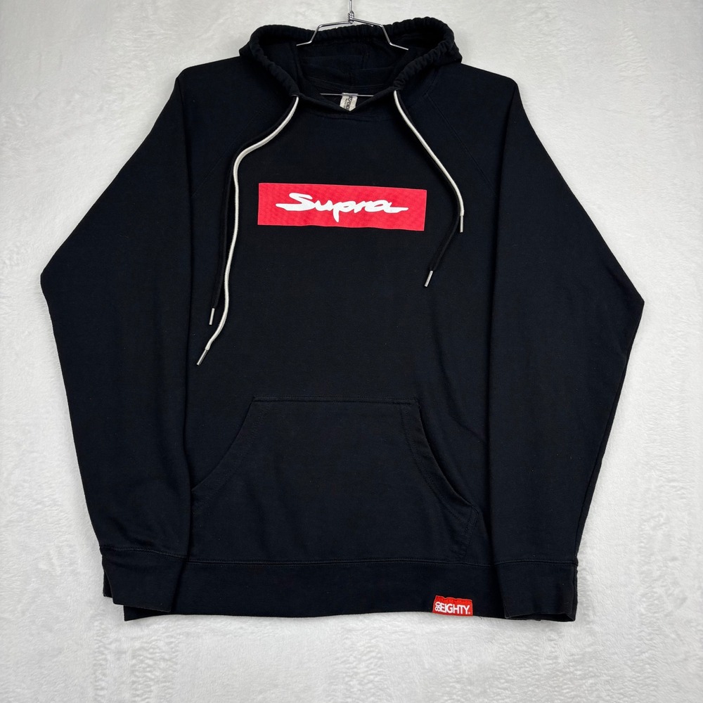 80Eighty Toyota Supra Box Logo Hoodie Mens Large Black JDM Car Pullover CA4-2
